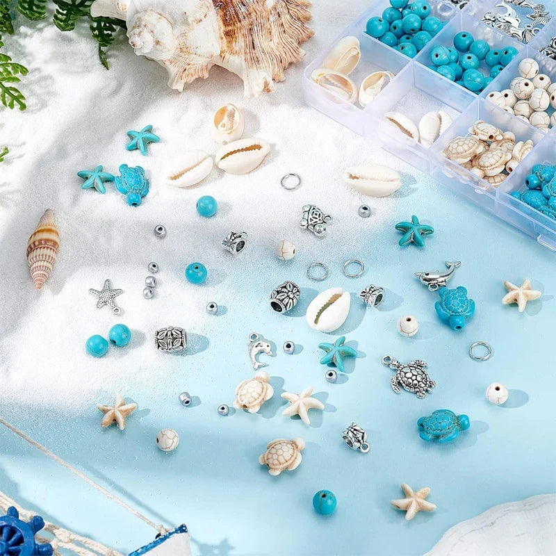 Ocean Summer Friendship Bracelet Making Kit – DIY Clay Beads Set for Jewelry, Bracelets, Necklaces & Earrings
