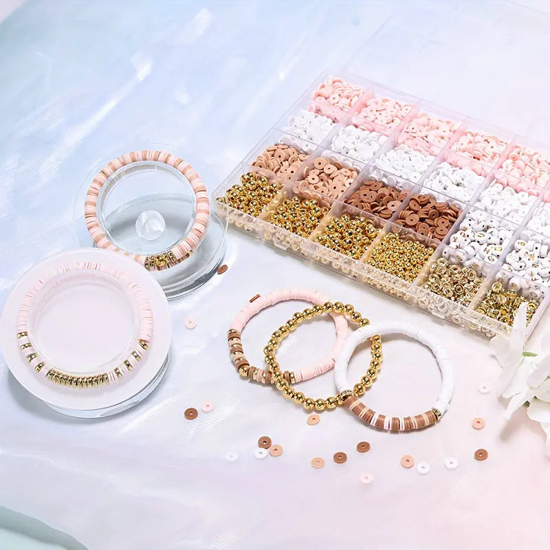 DIY Clay Beads Bracelet Making Kit – Friendship Golden Letter Beads for Jewelry Making, Gifts for Women & Teens