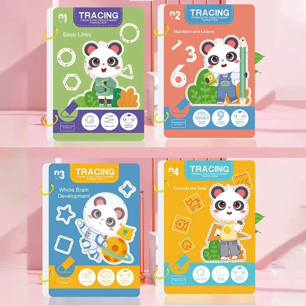 Reusable Kids’ Writing & Drawing Workbook Set with Erasable Pen