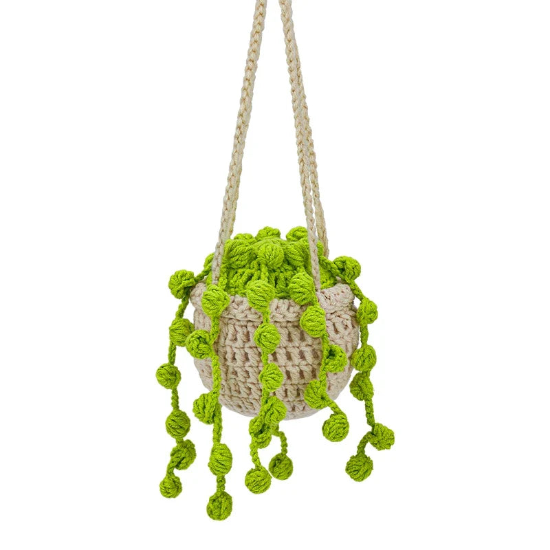 KRABALL Crochet Hanging Plant Kit With Instruction Easy Hand Knitting Yarn Ball Thread Needles Hooks Knit Tools Accessories Set