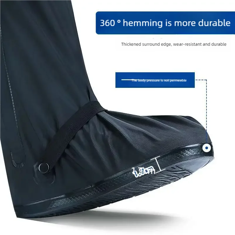 Rain Boot Shoe Covers – Black Waterproof High-Top Clear Rain & Dust Covers with Reflector for Motorcycle, Bike, Men & Women