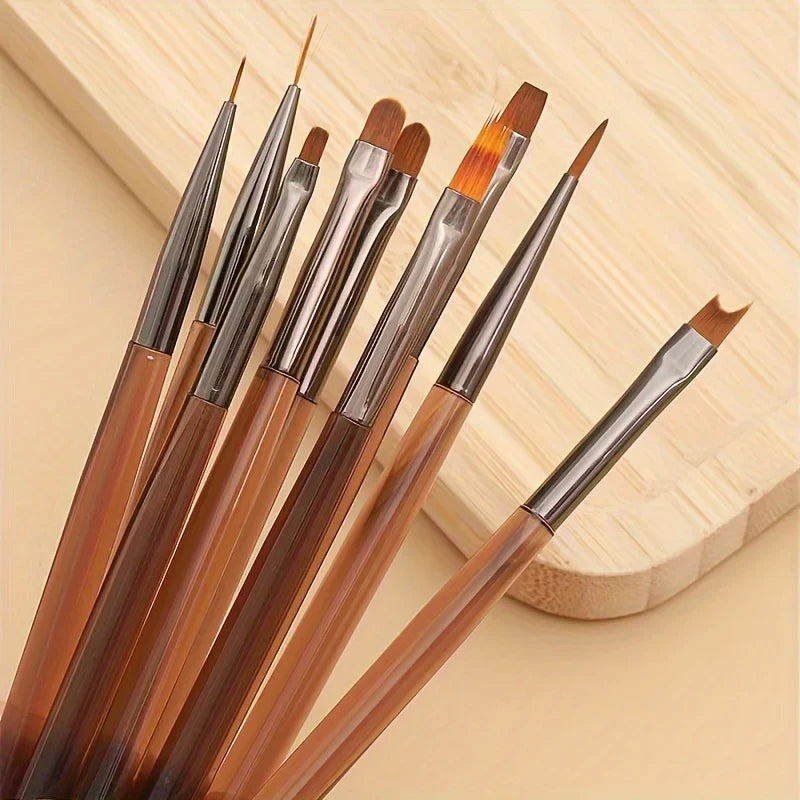 9PCS UV Gel Nail Brush Liner DIY Painting Pen Manicure Acrylic Drawing Brush for Nail Art Design Nails Tip Display Painting Tool