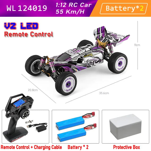 WLtoys 124016 V8 124019 Pro 1:12 4WD RC Racing Car High-Speed Brushless Motor Off-Road Remote Control Drift Climbing Kids Toys