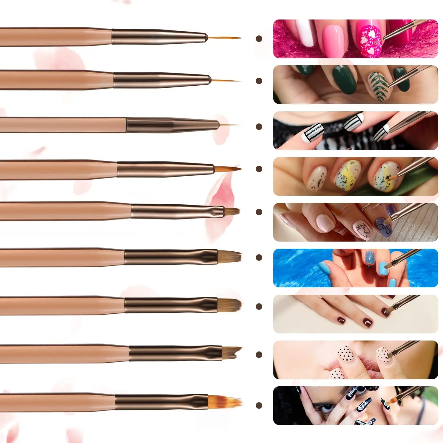 9PCS UV Gel Nail Brush Liner DIY Painting Pen Manicure Acrylic Drawing Brush for Nail Art Design Nails Tip Display Painting Tool