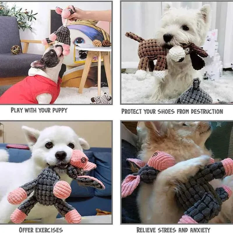 Plush Donkey Squeaky Dog Toy for Gentle Play