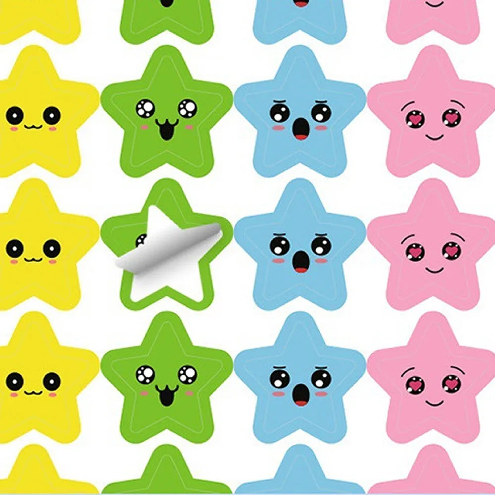 450-3000 Sheet Happy Face Stars Reward Sign Stickers Pack DIY Skateboard Suitcase Stationery Decals Decor Phone Laptop Gift Toys