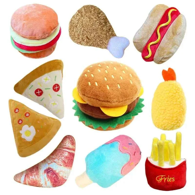 Squeaky Ice Cream, Fries & Hamburger Plush Toy Set