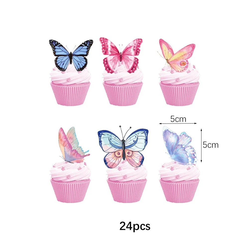 Butterfly Fairy Birthday Party Tableware Set – Pink Disposable Plates, Cups, Napkins & Tablecloth | Girls Party Decorations & Supplies