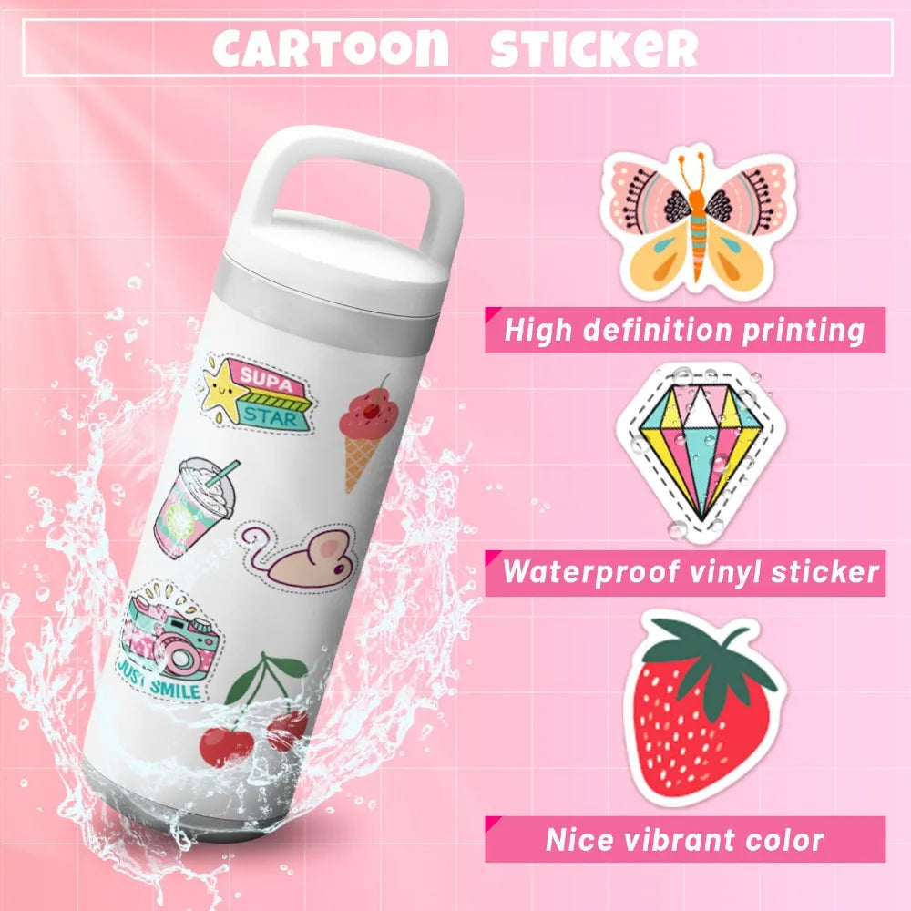 100PCS Kawaii Cute Stickers – VSCO Aesthetic Stickers for Kids, Laptops, Water Bottles, Phones & DIY Decoration