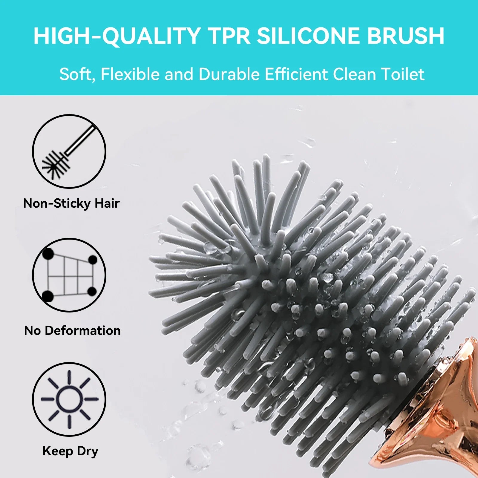 Silicone Toilet Brush Set – Long Handle Deep Cleaning Bathroom