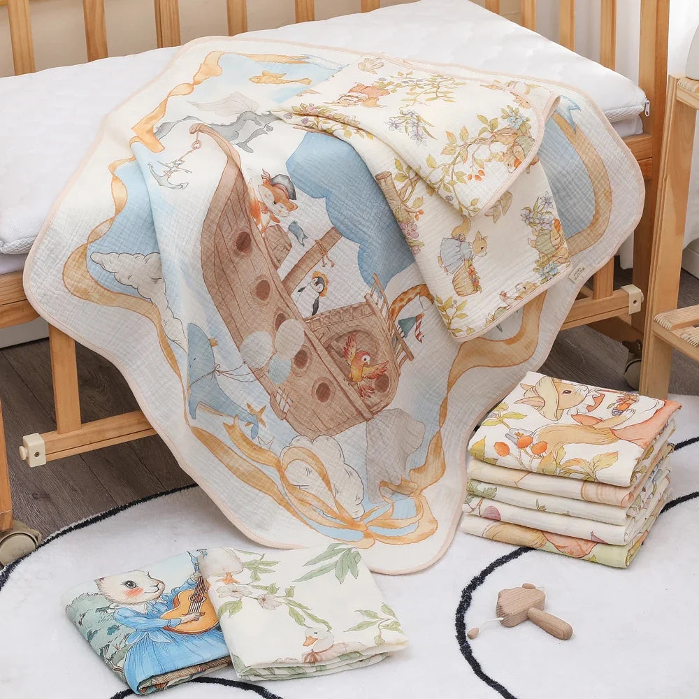Newborn baby bath towel pure cotton gauze bath towel Class A soft children's blanket absorbent newborn baby blanket