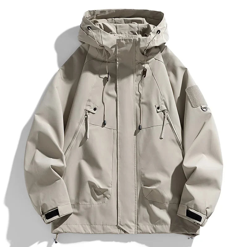 Men’s Waterproof Windbreaker Hooded Jacket – Lightweight Zipper Softshell Bomber for Hiking, Camping & Everyday Wear