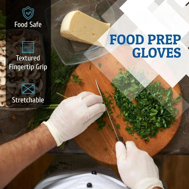 10-100PCS White Nitrile Disposable Gloves – Latex & Powder-Free Household, Cooking, Food-Safe, and Cleaning Work Gloves