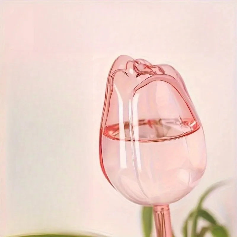 Pink tulip plant watering balls, suitable for indoor and outdoor plants, automatic plant drippers, and automatic watering