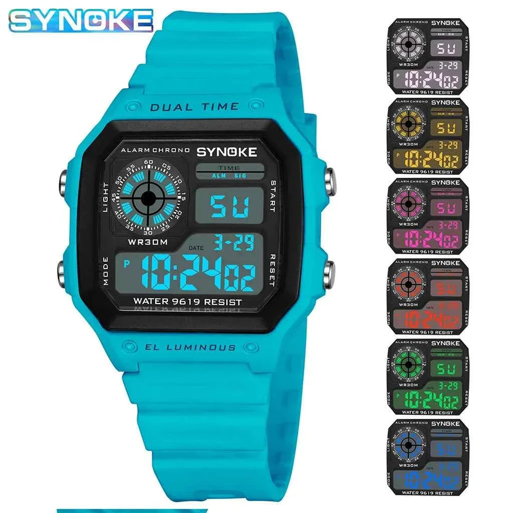 SYNOKE Digital Watches Men Sports Luminous Multifunction Waterproof Chrono Wristwatch Outdoor and Running Student Seven Light