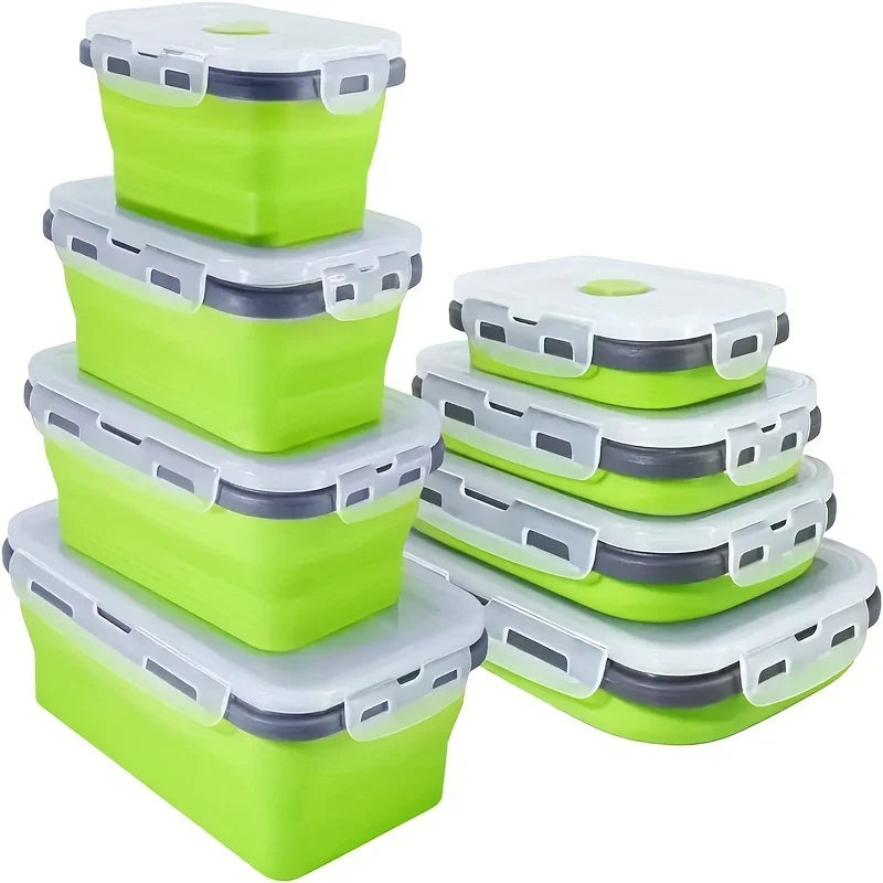 Collapsible Silicone Food Storage Containers – Stackable, Space-Saving, Microwaveable Lunch Boxes, 1/4PCS Set