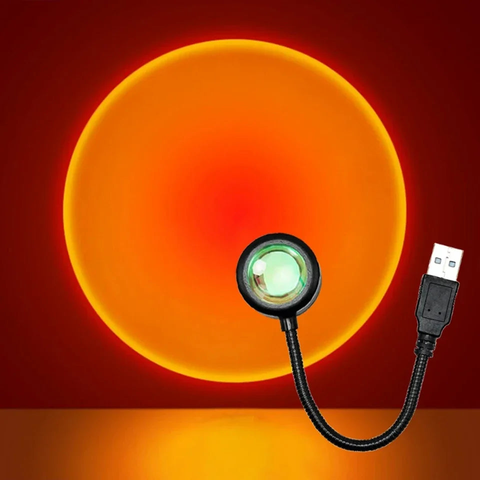 HOMEFISH USB Sunset Projector Lamp Night Light for Bedroom Living Room Wall Photography Party Mood Lighting Decoration
