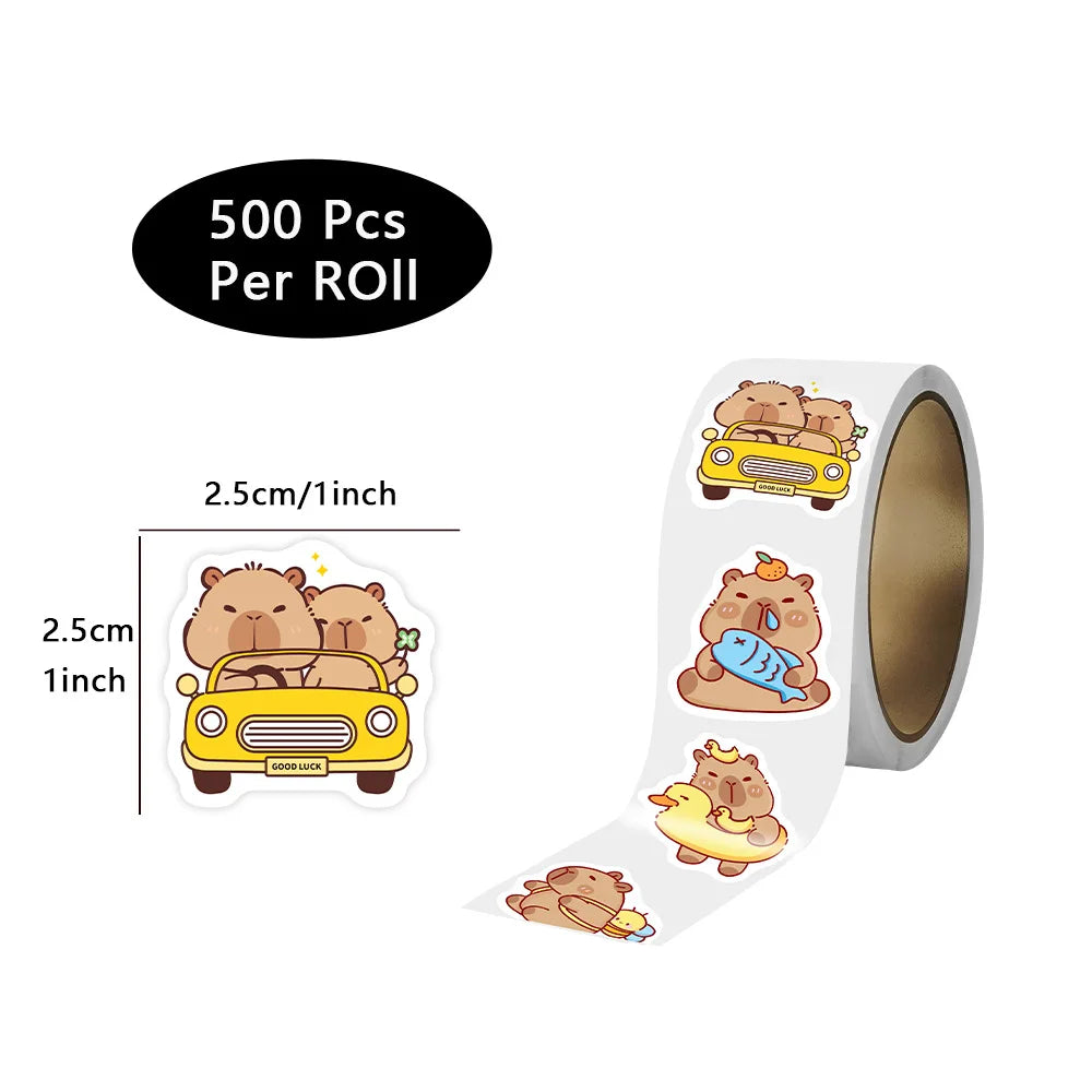 500PCS Cartoon Capybara Stickers Anime Decal Skateboard Laptop Motorcycle Guitar Cute Kawaii Cartoon Movie Sticker Kids Toy