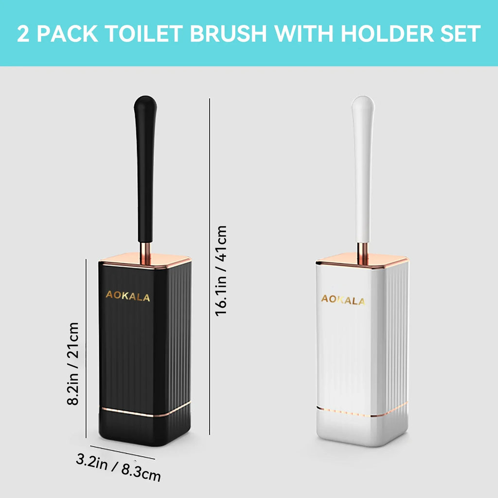 Silicone Toilet Brush Set – Long Handle Deep Cleaning Bathroom