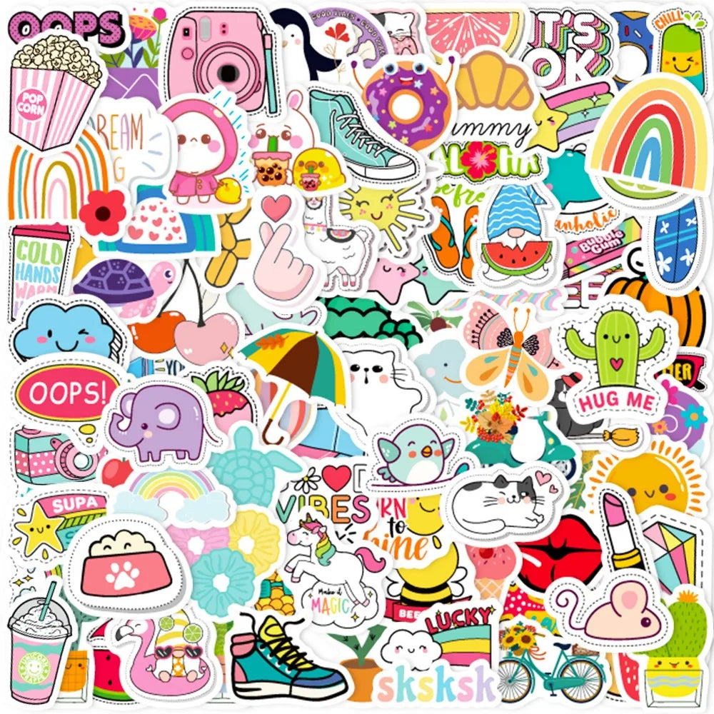 100PCS Kawaii Cute Stickers – VSCO Aesthetic Stickers for Kids, Laptops, Water Bottles, Phones & DIY Decoration