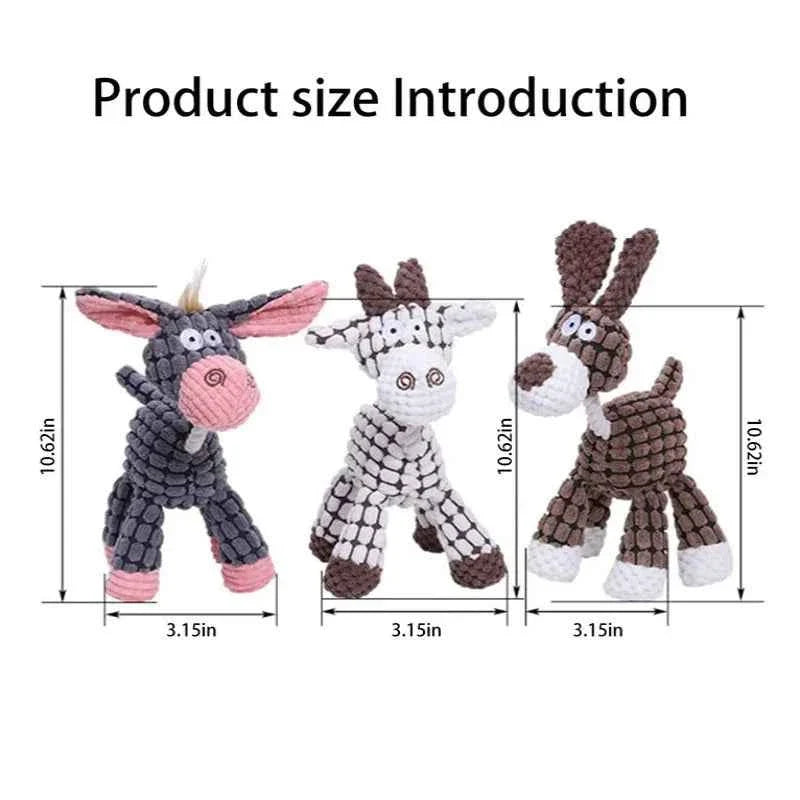 Plush Donkey Squeaky Dog Toy for Gentle Play