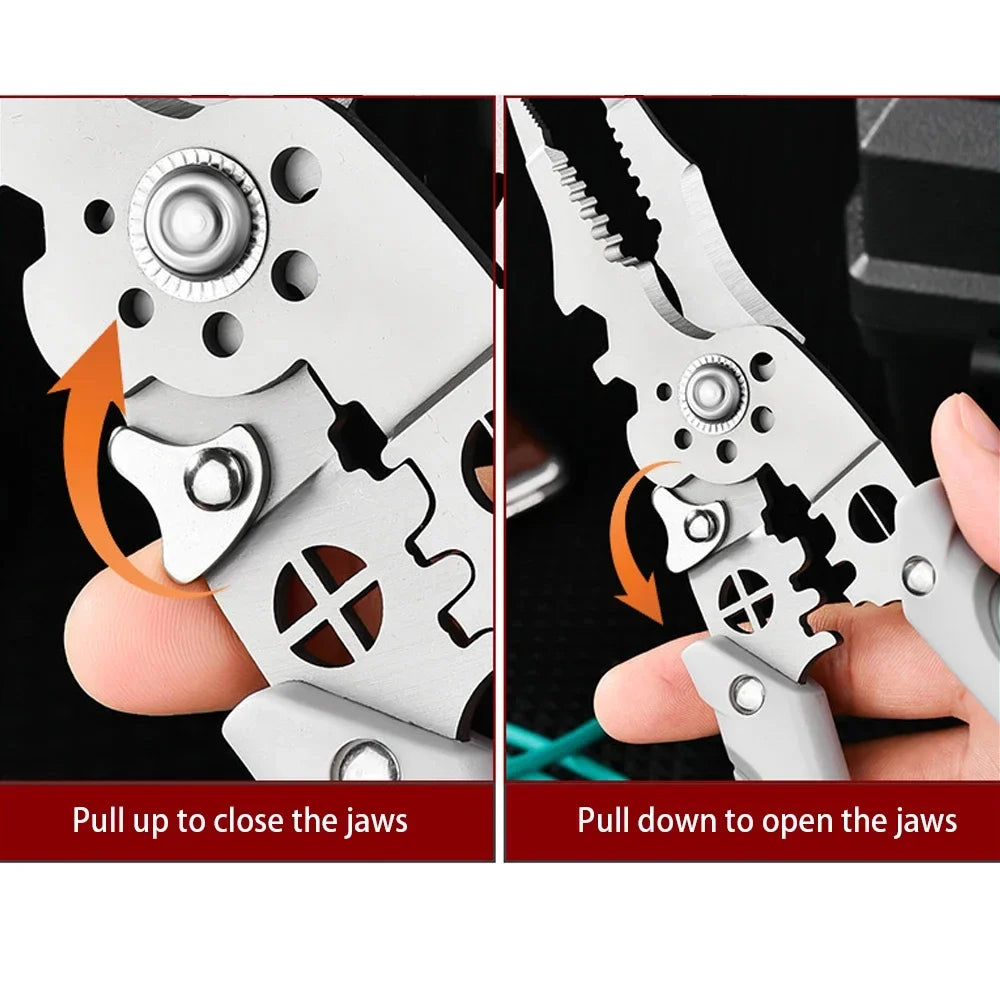 Multifunctional Electrician Pliers, 6-in-1 Wire Stripper Separator, Cutting and Crimping Tool for Cable Repair and Installation