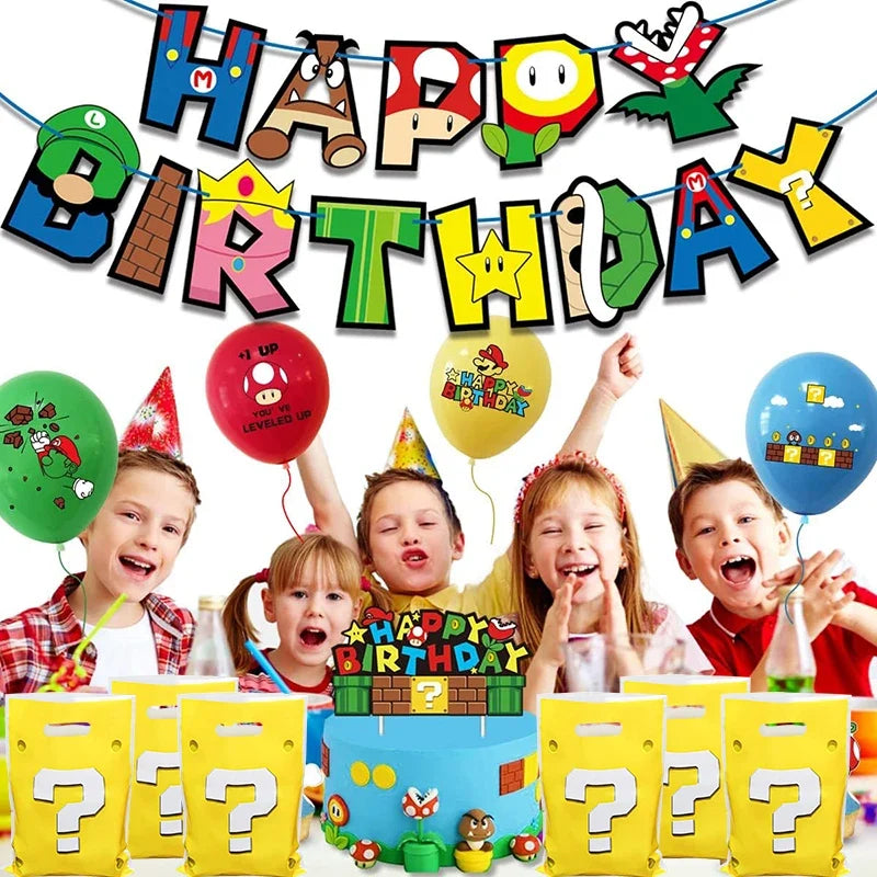 30pcs Super Mario Themed Gift Bags with Handle – Yellow Mario Party Favor Bags for Kids Birthday, Baby Shower & Themed Party Decorations
