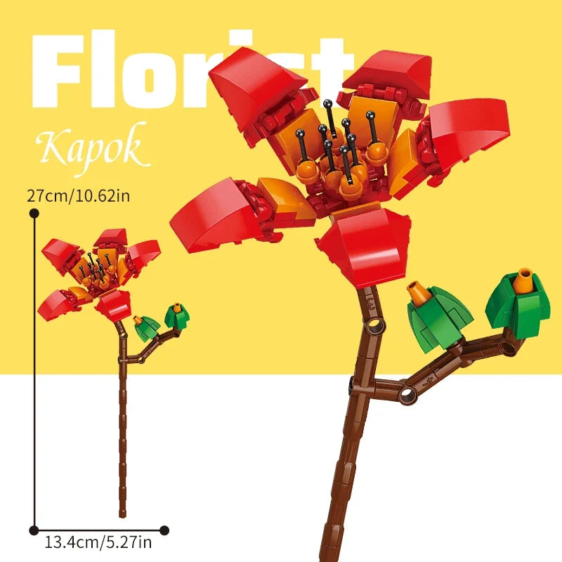 Building block bouquet simulation of flowers female gift assembly,small particle building block children's assembly toy