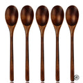 5-Piece Wooden Spoon & Fork Set – Natural Eco-Friendly Tableware | Handmade Ellipse Soup Ladle & Cooking Utensil Set
