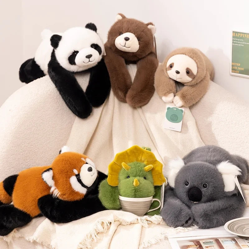 30-65cmKawaii High Quality Forest Animal Plush Doll Pillow Soft Long-arm Raccoon Dinosaur Sloth Panda Koala Plush Toy Home Decor