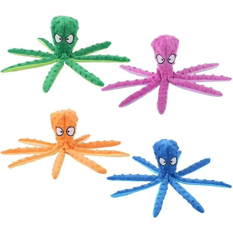 No-Stuffing Crinkle Octopus Dog Toy for Playful Pups