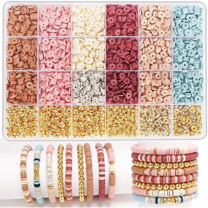 DIY Clay Beads Bracelet Making Kit – Friendship Golden Letter Beads for Jewelry Making, Gifts for Women & Teens
