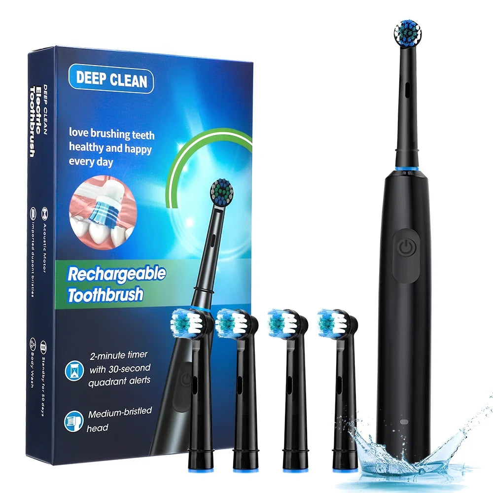 Intelligent Rotating Electric Toothbrush – Rechargeable Smart Tooth Cleaner Compatible with Oral-B Brush Heads | Deep Cleaning Automatic Toothbrush