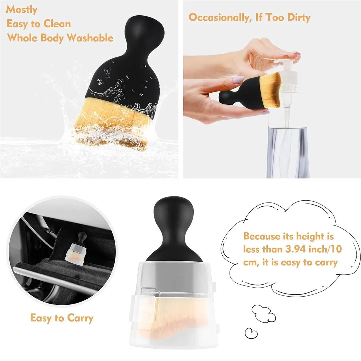 Car Interior Cleaning Brush Keyboard Air Conditioner Camera Thick Soft Fur Clean Brushes with Cover Crevice Dust Detailing Tools