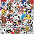 50/100/200Pcs Fashion Cool Brand Logo Stickers Aesthetic Motorcycle Phone Car Skateboard Laptop Sticker Decal Classic Kids Toy