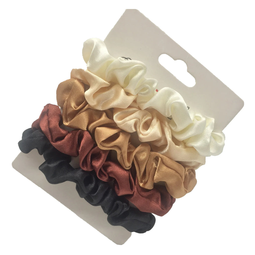 3/5/6 Pcs Silk Satin Scrunchies Set for Women – Elegant Solid Color Hair Bands | Soft Elastic Ponytail Holders & Hair Accessories