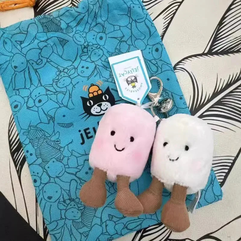 Cute Two-Tone Cat Plush Keychain – Soft Cotton Candy-Style Doll Bag Pendant, Car Hanging Accessory & Holiday Gift