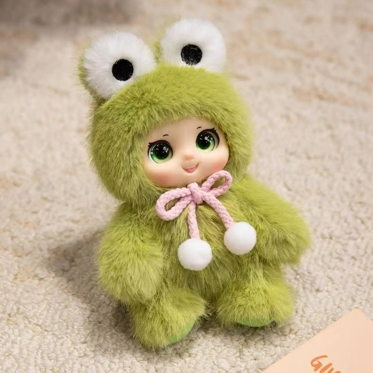 18cm Kawaii Animal Plush Toys – Cute Vinyl Face Rabbit, Bear & Sheep Pendant for Kids, Bag Charm & Gift for Animal Lovers
