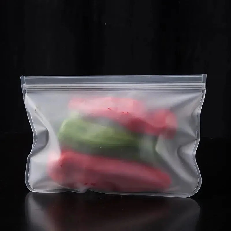 Silicone Food Storage Bags – Reusable Leakproof Stand-Up Zip Lunch & Snack Containers for Fresh Food