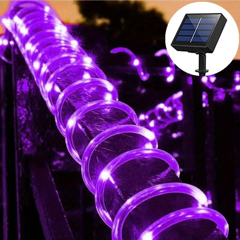100LED Solar Tube String Light 8 Kinds Of Waterproof Outdoor Led Warm White Copper Wire Light For 2024 Garden Decorative Lights