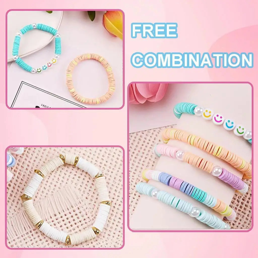 3860PCS Macaron Color Polymer Clay Beads Set – Flat Chip Beads for DIY Bracelets, Necklaces & Letter Bead Jewelry