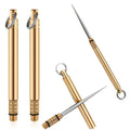 Titanium & Brass Toothpick with Portable Bottle – Multifunctional Toothpick & Fruit Fork, Strong Camping Dental Tool