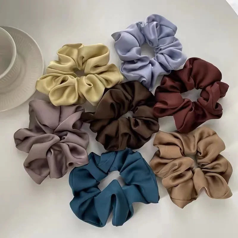 1PC Silk Satin Scrunchie for Women & Girls – Korean Style Elastic Hair Band | Soft Ponytail Holder & No-Damage Hair Accessory