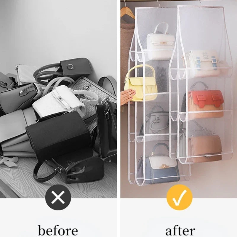 1/2PCS Hanging Storage Bags – 3/4-Layer Transparent Dust-Proof Organizer for Clothes, Bags & Accessories
