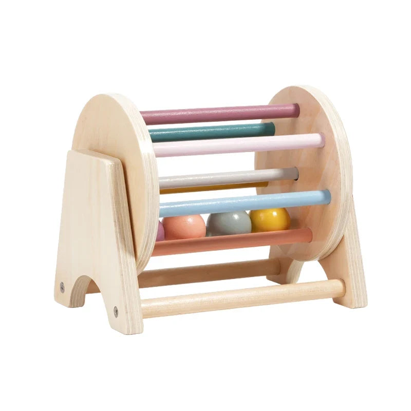 Montessori Infant Wooden Toys Coin Ball Busy Drum Baby Teaching Aid Gifts Color Shape Cognition Match Educational Sensory Toy