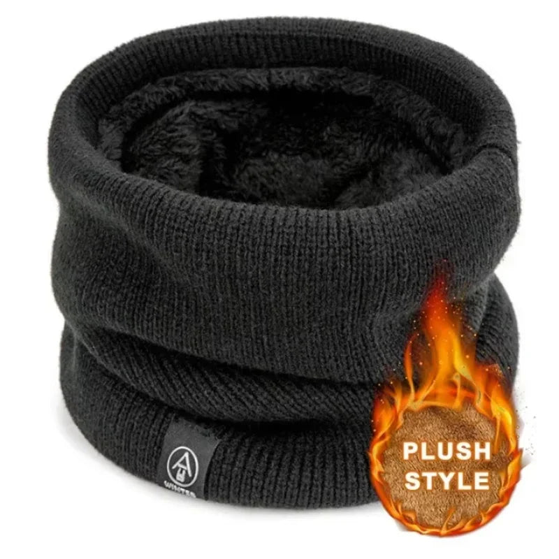 Warm Knitted Neck Gaiter for Men & Women – Thick Plush Winter Scarf, Windproof Tube Neck Warmer for Skiing, Running & Outdoor Sports