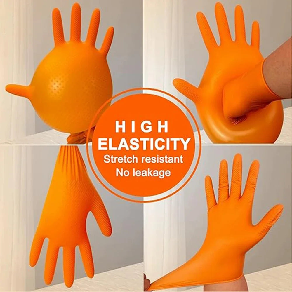 Heavy Duty Nitrile Gloves – 8Mil Thick Textured Grip Safety Work Gloves