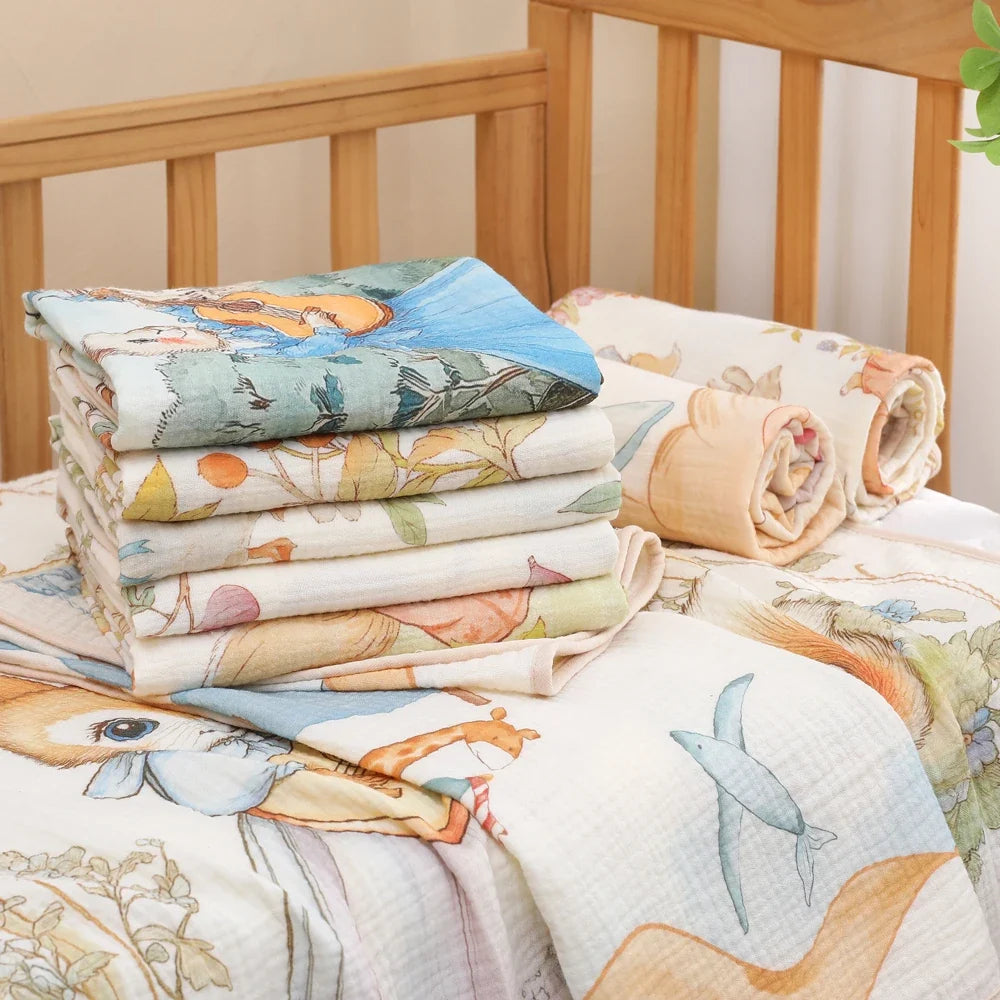 Newborn baby bath towel pure cotton gauze bath towel Class A soft children's blanket absorbent newborn baby blanket