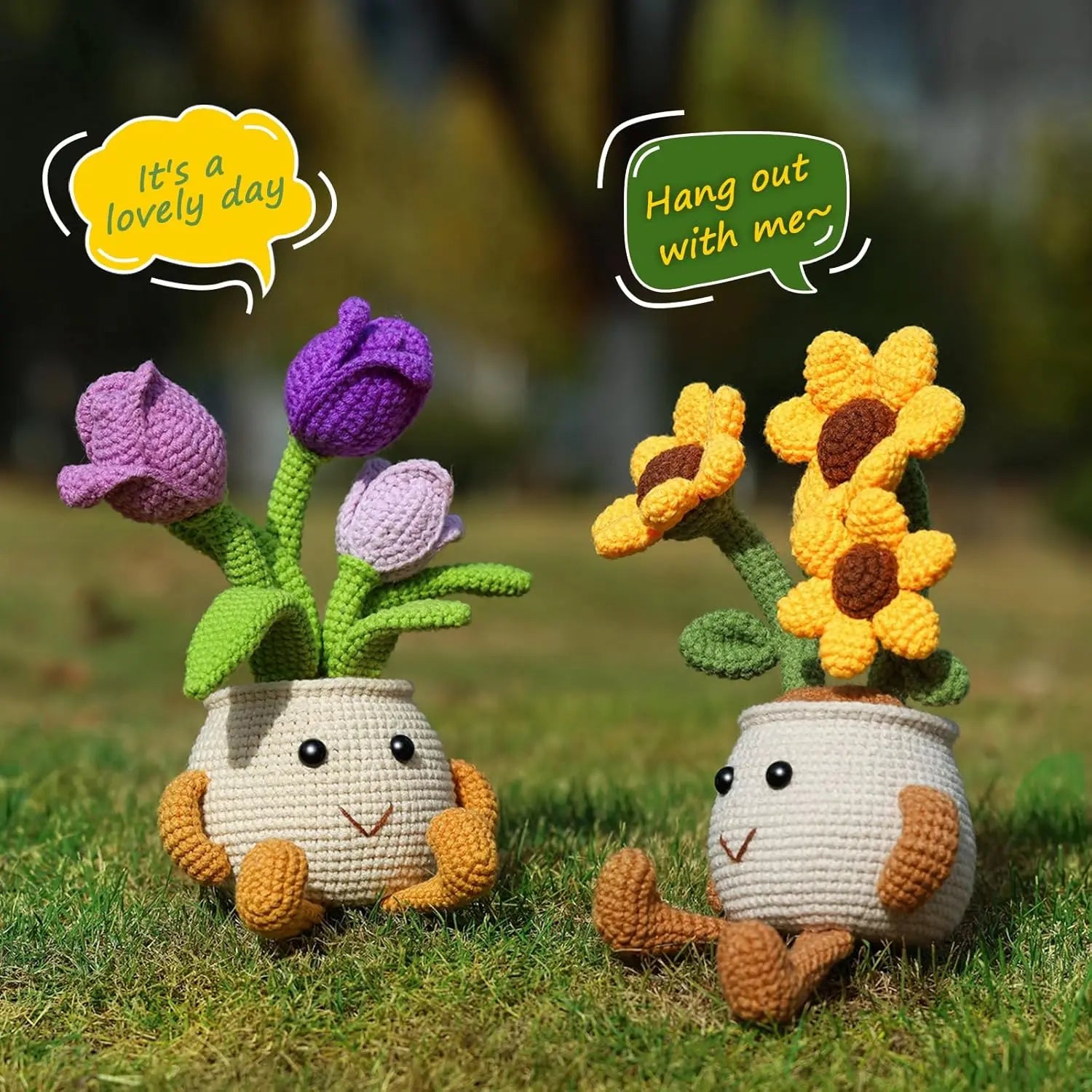 MIUSIE Crochet Starter Kit Sunflower Tulip Crochet Kit Crocheting Knitting Supplies for Adults Beginners Decoration DIY Craft
