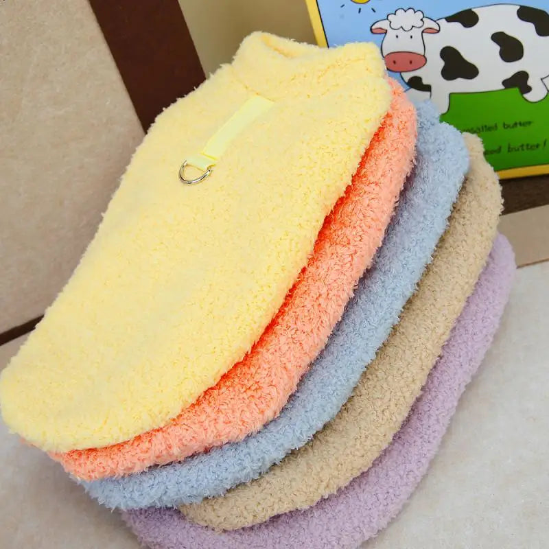 Winter Warm Plush Dog Sweater – Soft Pet Coat for Small Dogs & Puppies